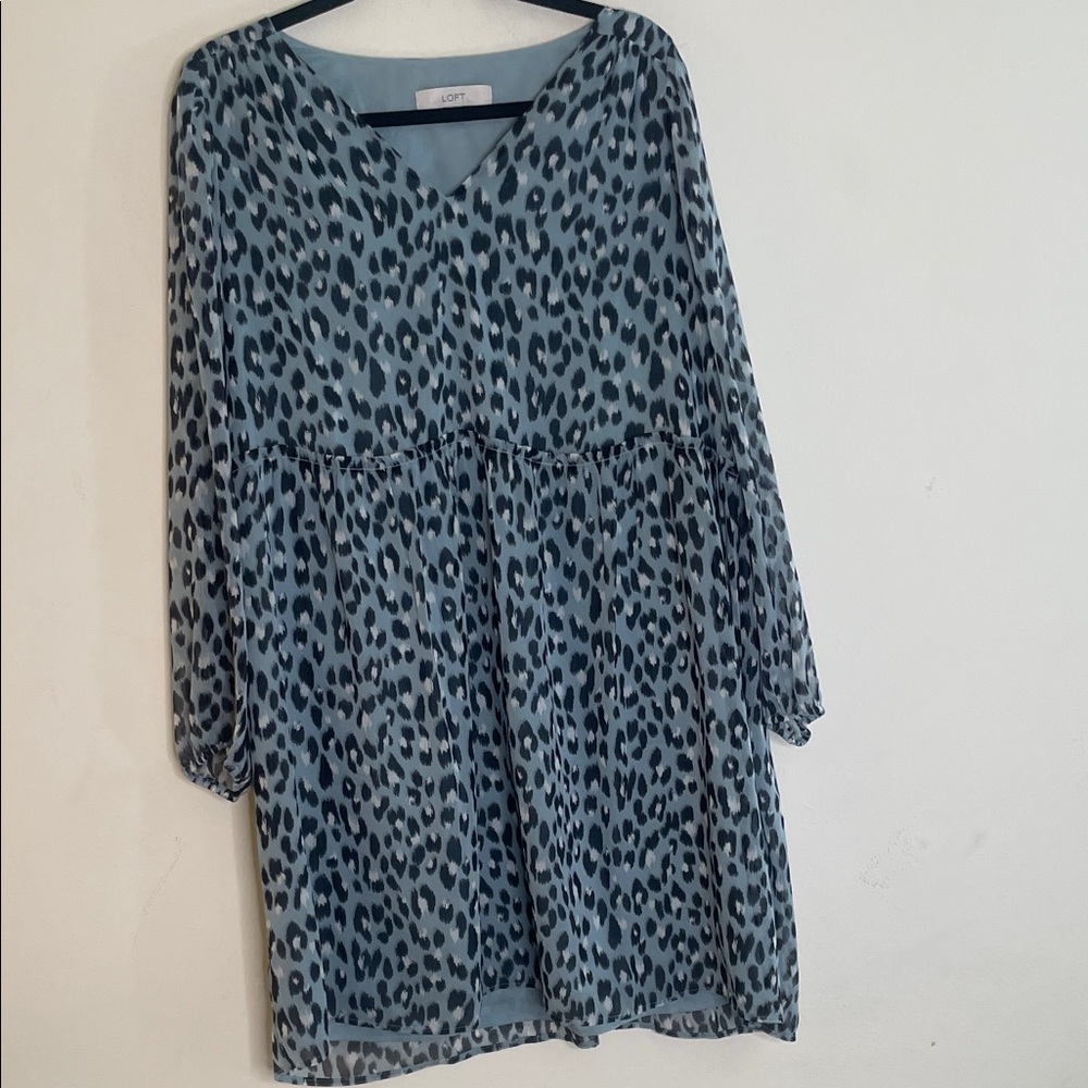 LOFT Animal Print Long Sleeve Dress